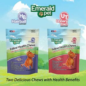 Emerald Pet Feline Health Chews UT Support — Natural Grain Free Urinary Tract Health Cat Chews — Cat Urinary Supplements with Cranberry, Chicory Root, and Dandelion Leaf Extract — Made in USA, 2.5 oz