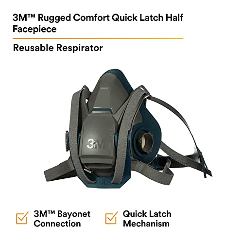 3M Rugged Comfort Quick Latch Half Facepiece Reusable Respirator 6503QL, Gases, Vapors, Dust, Large