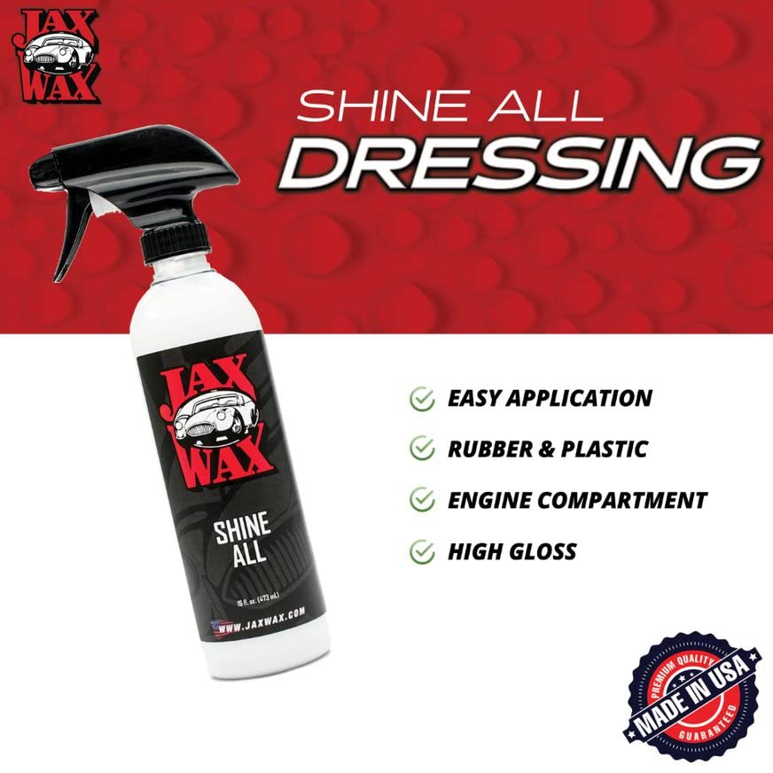 Jax Wax Shine All, Professional High Gloss, Water Based Dressing and Protectant for Engines, Tires, Vinyl and Plastics - 16 Ounce