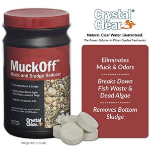 CrystalClear MuckOff, Natural Pond Muck Remover, Clears Away Muck & Sludge, Easy to Use Bacteria & Enzyme Tablets, Safe Water Treatment, Treats 1,000 Gallons, 4 Month Supply, 24 Tablets, 5.6 oz