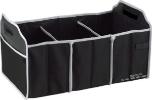 primetrendz fully collapsible portable folding flat trunk organizer great for storing tools, maps, cleaning supplies, bottles, emergency tools, groceries & more in black by usa cash and carry.