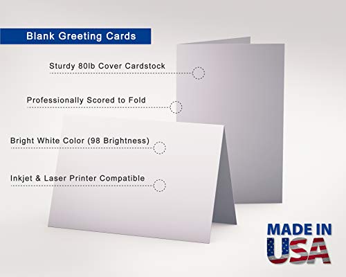 5" X 7" Heavyweight (80lb Cover) Blank White Greeting Card Sets (40 Cards & Envelopes)