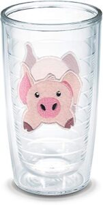 tervis front & back pig made in usa double walled insulated tumbler travel cup keeps drinks cold & hot, 16oz - no lid, clear