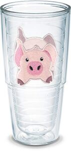 tervis front & back pig made in usa double walled insulated tumbler travel cup keeps drinks cold & hot, 24oz - no lid, clear
