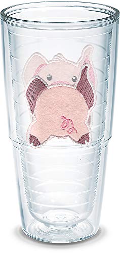 Tervis Front & Back Pig Made in USA Double Walled Insulated Tumbler Travel Cup Keeps Drinks Cold & Hot, 24oz - No Lid, Clear