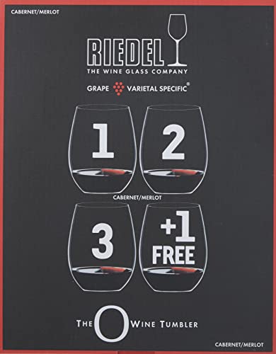 Riedel O Wine Tumbler Cabernet/Merlot, Set of 4, Clear -21 fluid ounces