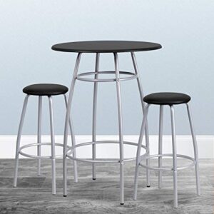 flash furniture daria bar height table set with padded stools black