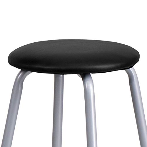 Flash Furniture Daria Bar Height Table Set with Padded Stools Black