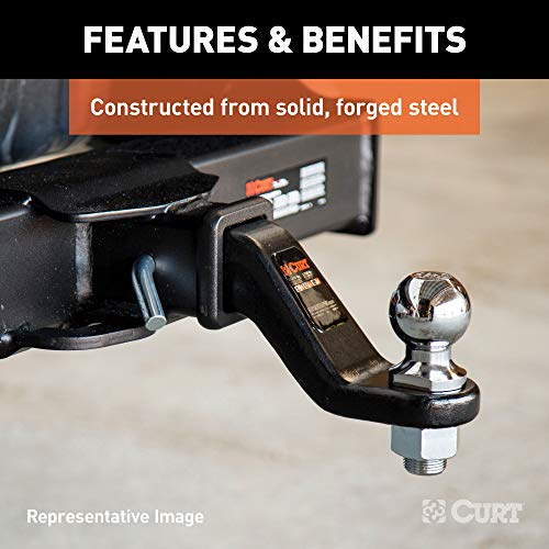 CURT 45458 Commercial Duty Forged Trailer Hitch Ball Mount, Fits 2-1/2-Inch Receiver, 20,000 lbs, 1-1/4-Inch Hole, 4-Inch Drop, 2-1/2-In Rise