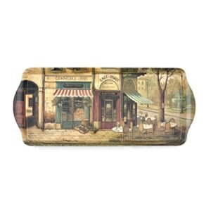 pimpernel parisian scenes collection sandwich tray | serving platter | crudité and appetizer tray for indoor and outdoor use | made of melamine | measures 15.1" x 6.5" | dishwasher safe