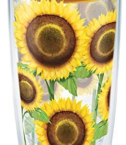 Tervis Plastic Sunflowers Tumbler with Wrap and Yellow Lid 16oz, Clear