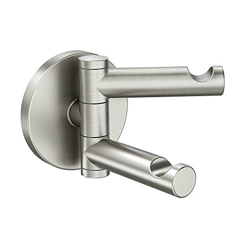 Moen YB0402BN Align Modern Double Swivel Robe Hook, Brushed Nickel