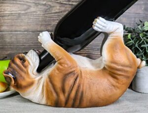 ebros lifelike purebreed pedigree canine adorable american bulldog dog wine bottle holder figurine statue as kitchen wine cellar centerpiece decor storage organizer (american bulldog)