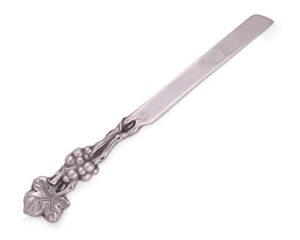 arthur court metal cake knife grape pattern sand casted in aluminum with artisan quality hand polished tarnish free 13.75 inch long