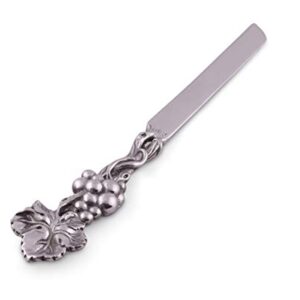 Arthur Court Metal Cake Knife Grape Pattern Sand Casted in Aluminum with Artisan Quality Hand Polished Tarnish Free 13.75 inch Long