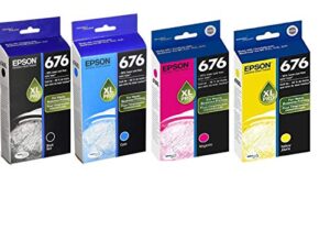 genuine epson 676xl durabrite ultra color (black,cyan,magenta,yellow) ink cartridge 4-pack (includes 1 each of t676xl120,t676xl2