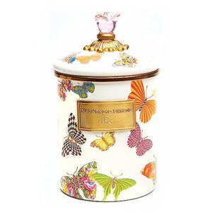 mackenzie-childs butterfly garden canister with lid, decorative food canister, medium, 1 count (pack of 1)