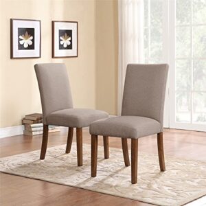 dorel living linen upholstered parsons chairs, set of 2, taupe/pine