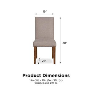 Dorel Living Linen Upholstered Parsons Chairs, Set of 2, Taupe/Pine