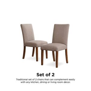 Dorel Living Linen Upholstered Parsons Chairs, Set of 2, Taupe/Pine