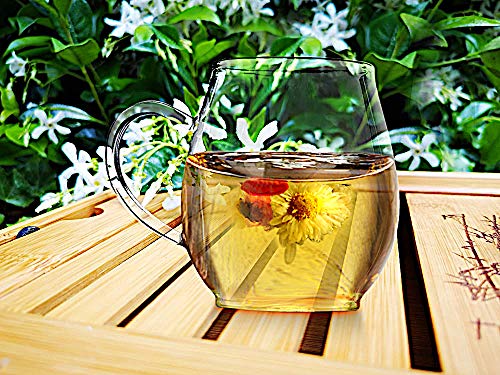 Sun's Tea Ultra Clear Glass Tea Mug | Coffee Mug 16 oz (470 ml) | Borosilicate - Glasses w Big Handle | Simple and Elegant | Microwave Safe | Pure Glass