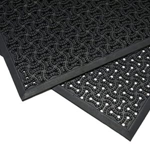 Rubber-Cal 03-236-DR"DuraScraper Drainage" Commercial Rubber Door Mat, 3/8" Thick x 24" x 36", Black