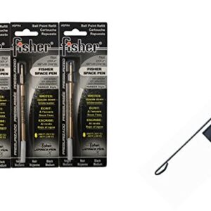 Fisher SPR4 Refills for Bullet Fisher Space Pen, Black, 3 Pack Plus a free Black Clip!