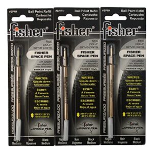 Fisher SPR4 Refills for Bullet Fisher Space Pen, Black, 3 Pack Plus a free Black Clip!