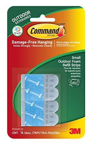 Command Outdoor Replacement Strips, Re-Hang Outdoor Hooks, Small, 6-packages (96 strips total) (17022AW-ES)