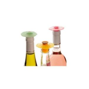 Charles Viancin Wine Bottle Stopper-Lily Pad, Sunflower & Hibiscus, Set of 3, multicolor