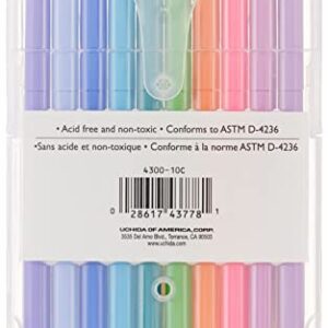 Uchida Of America 4300-10C 10-Piece 0.3 Point Size Le Pen Drawing Pen Set, Blue, Orange, Lavender, Pink, Light Blue