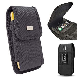 aiscell universal clip holster carrying case(heavy duty black nylon pouch metal clip case 6.60''x3.75''x0.80'') for galaxy s22+,s22,s21+, s21, s20, s10, s10e, a6, s9, fit thick protective cover on