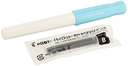 PILOT Kakuno Fine-Nib Fountain Pen, White Body Soft Blue Cap Body (FKA-1SR-SLF)