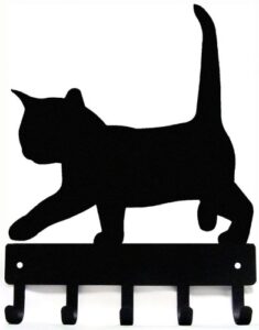 the metal peddler cat #2 kitten key rack & hanger - small 6 inch wide - made in usa; wall mounted holder for cat lovers