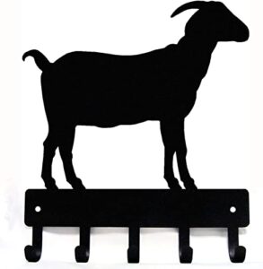 the metal peddler farm horned goat #1 key rack - small 6 inch wide - made in usa