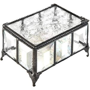beveled glass box jewelry chest decorative trinket keepsake display crystal clear florentine stained glass gift j devlin box 762