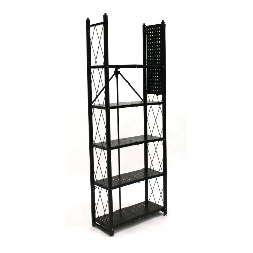 Origami 6-Shelf Bookcase | Open Style, Organizer Deco Rack, Large Book shelf, Tall Bookcase, Living room shelving, Freestanding, No assembly/no tools required, Modern Vertical Furniture | Black