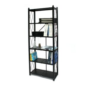 Origami 6-Shelf Bookcase | Open Style, Organizer Deco Rack, Large Book shelf, Tall Bookcase, Living room shelving, Freestanding, No assembly/no tools required, Modern Vertical Furniture | Black