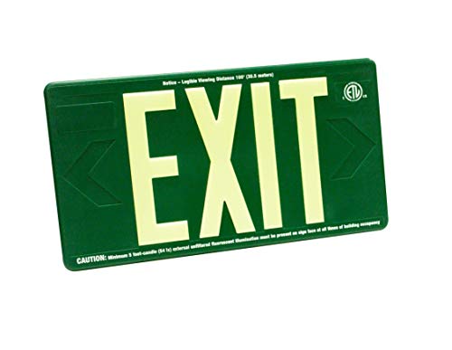 Fulham FLPL10SG Freelite Photoluminescent Exit Sign, 100-Feet, Green