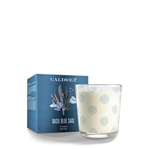 caldrea scented candle, made with essential oils and other thoughtfully chosen ingredients, 45 hour burn time, basil blue sage scent, 8.1 oz
