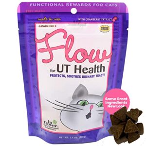 in clover flow soft chews for daily support for ut health in cats, scientifically formulated with natural ingredients for a healthy urinary tract. 2.1oz. (60gm)