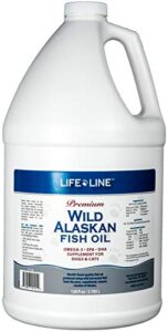 life line pet nutrition wild alaskan fish oil omega-3 supplement for skin & coat – supports brain, eye & heart health in dogs & cats, 128oz