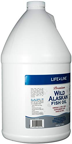 Life Line Pet Nutrition Wild Alaskan Fish Oil Omega-3 Supplement for Skin & Coat – Supports Brain, Eye & Heart Health in Dogs & Cats, 128oz