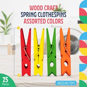 Dazzling Toys Wooden Clothes Pins – Set of Colorful Clothesline Clips, Christmas Card Holder, Photo Display, Tiny Art Crafts, Home & Outdoor Decorations, Clothespins for Hanging Cloth in Garden (50)