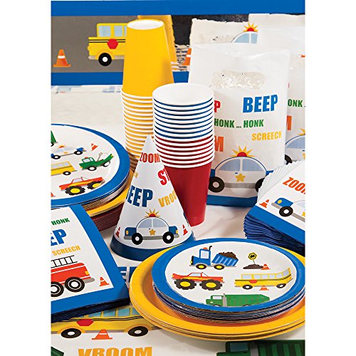 Creative Converting Traffic Jam Round Paper Dinner Plates 96-Count (12 packages of 8)