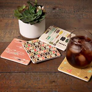 CoasterStone Absorbent Coasters, 4-1/4-Inch, "Retro Modern", Set of 4