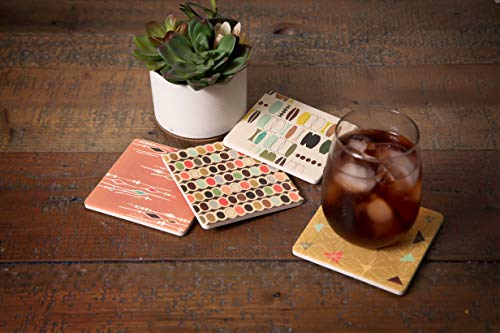 CoasterStone Absorbent Coasters, 4-1/4-Inch, "Retro Modern", Set of 4