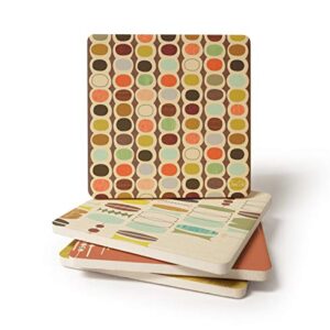 CoasterStone Absorbent Coasters, 4-1/4-Inch, "Retro Modern", Set of 4