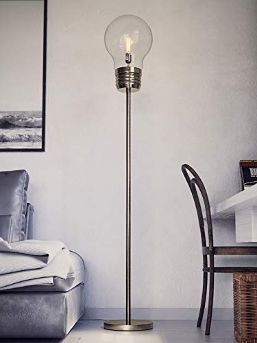 Kenroy Home 32463AB Edison Floor Lamp with Antique Brass Finish, Rustic Style, 71.5" Height, 11.438" Width, 11.438" Depth