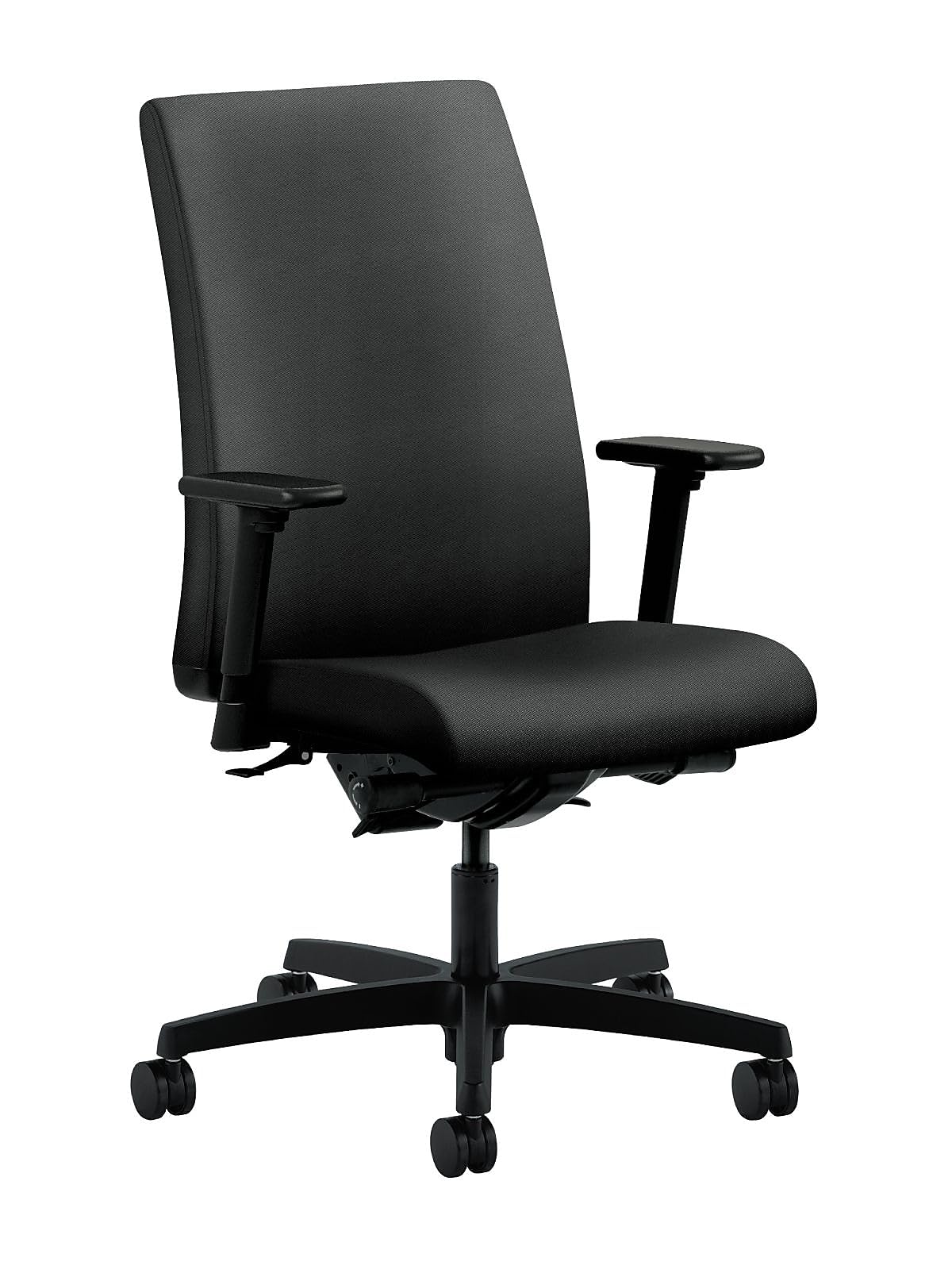 HON Ignition Series Mid-Back Work Chair - Upholstered Computer Chair for Office Desk, Onyx (HIWM3)